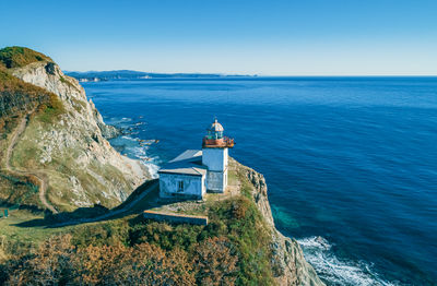 Scenic view of sea against clear sky