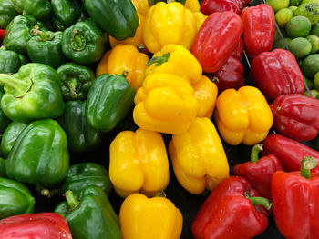 Full frame shot of bell peppers at market