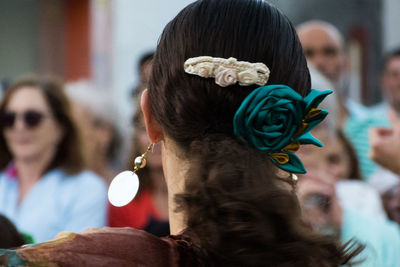 Rare view of woman dancing during festival