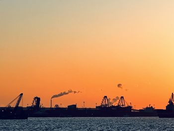 Cranes at sunset