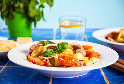 Close-up of food in plate on table