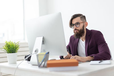 Man working on table