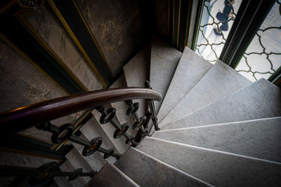 High angle view of spiral staircase