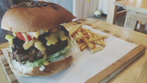 Close-up of food on table