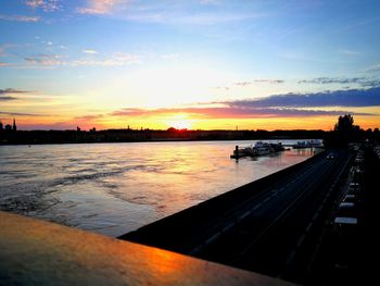 Silhouette of city at sunset