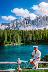 Scenic view of lake against mountains