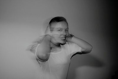 Blurred motion image of woman