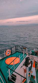 High angle view of sea against sky during sunset