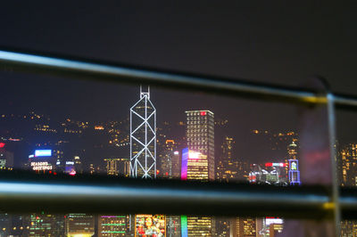 Illuminated buildings in city at night