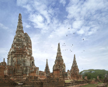 Ancient old ruin temples at ayutthaya historical park