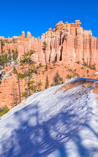 Scenic view of rock formation against blue sky