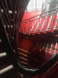 High angle view of spiral staircase