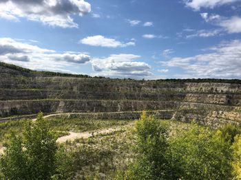 Scenic view of land against sky