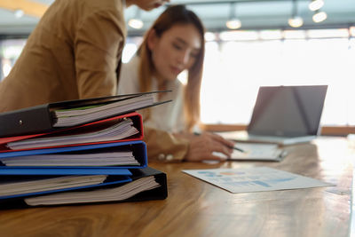 Woman working on table