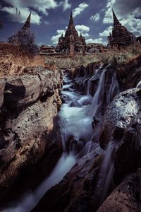 Water flowing through rocks