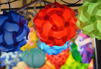 Close-up of multi colored umbrellas