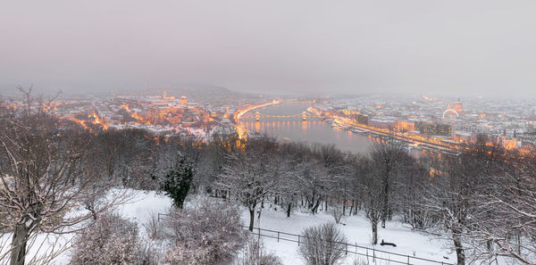 Aerial view of city during winter