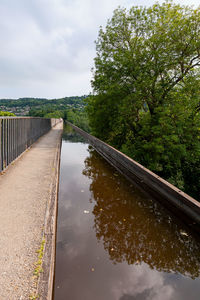 Bridge over canal against sky