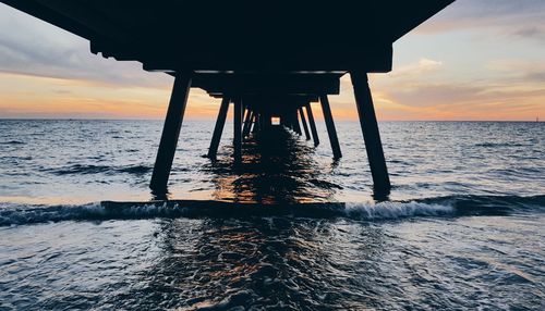 Scenic view of sea at sunset