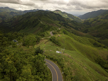 Scenic view of green landscape against sky