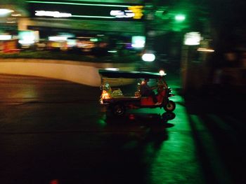 Blurred motion of cars on road at night