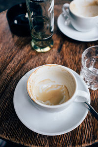 High angle view of empty coffee on table