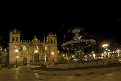 View of illuminated building at night