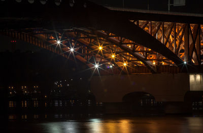 Illuminated han river bridge over river at night