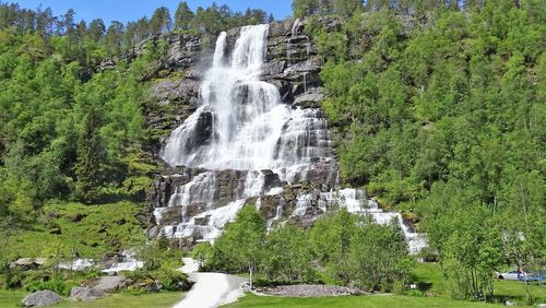 Scenic view of waterfall