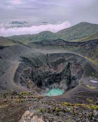 Scenic view of volcanic landscape against sky