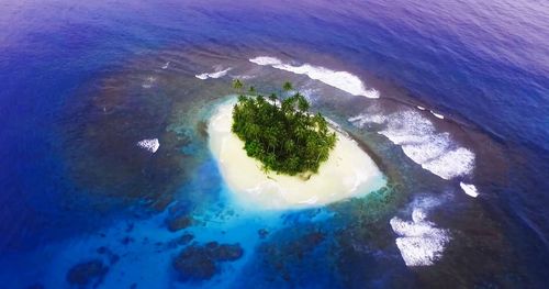 High angle view of island and sea