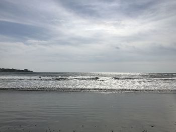 Scenic view of beach and sea against sky