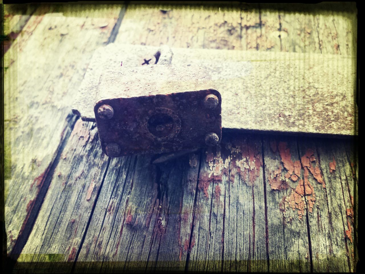 Padlock on a door