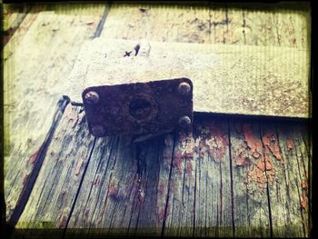 Close-up of rusty wooden door