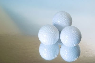 High angle view of balls on table