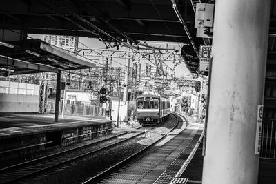 Train on railroad station platform