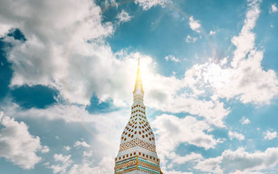 Low angle view of buddhist pagoda against sky