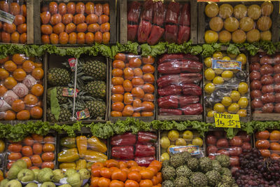 Directly above shot of various fruits in market