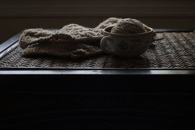 Close-up of spoon on table