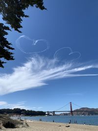 Scenic view of beach against blue sky