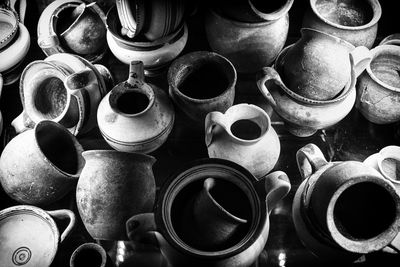 Close-up of earthenware pots