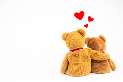 Close-up of stuffed toy against white background