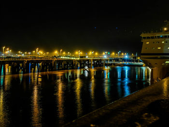 Illuminated city at waterfront