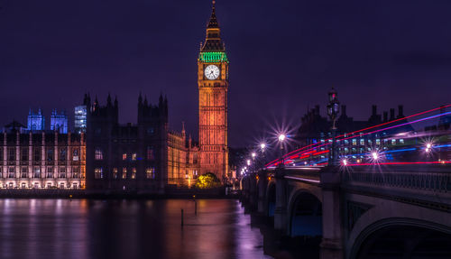 Illuminated city at night