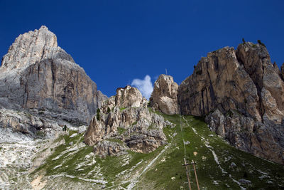 Vajolet mountain refuge in italian dolomite alps, trentino, italy