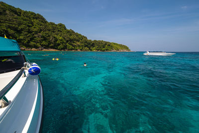 Boat sailing in sea