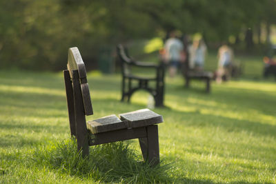 Empty bench in park