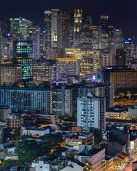 Illuminated cityscape at night