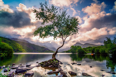 Scenic view of lake against sky