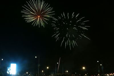 Low angle view of firework display